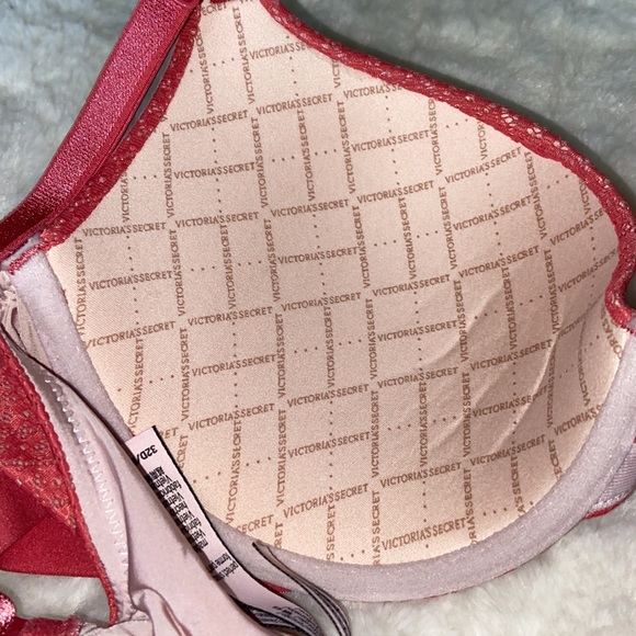 VICTORIA'S SECRET VS Perfect Shape Underwired Push Up Bra  Pink Floral Lace  32D - Picture 6 of 10